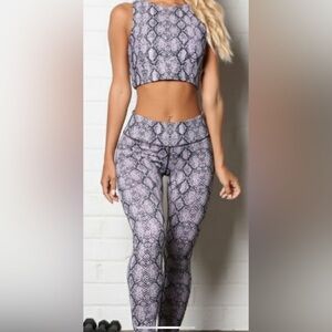 Snakeskin Print Crop Top and Leggings Set
